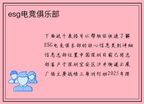 esg电竞俱乐部